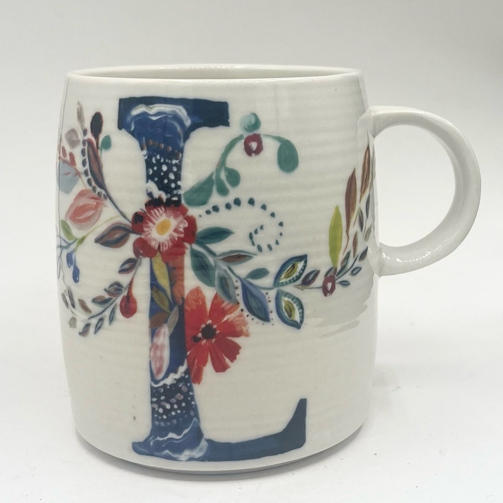 Anthropologie Starla Halfmann Petal Palette Monogram Mug Initial L EUC